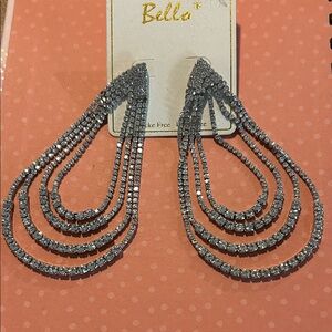 Dazzling Silver Rhinestone Chandelier Earrings